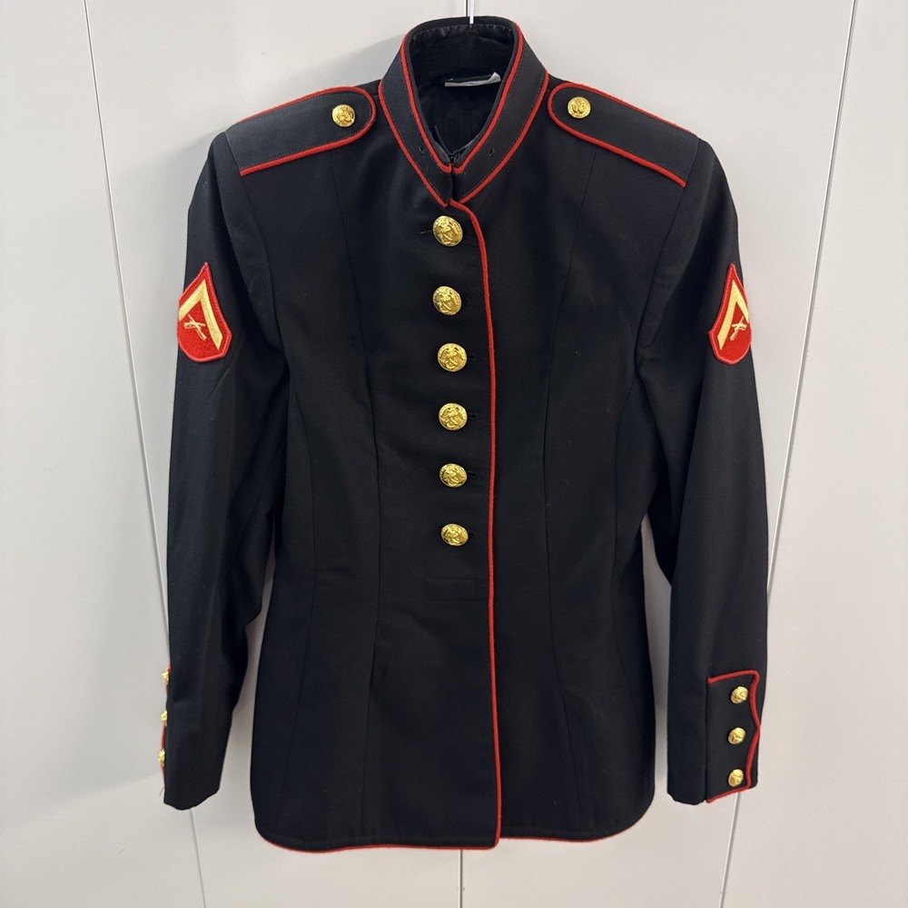 USMC Women's Dress Blues Coat Size 10R E-3 Lance Corporal DLA By Crown Clothing